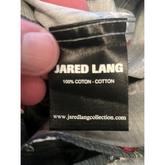 Jared Lang Shirt Mens Medium Gray Novelty Dog Print Button Front Cotton Casual - Picture 8 of 9